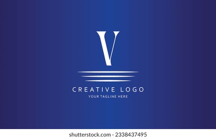 V letter classical modern simple vector brand vector logo design for all kind of business with blue background  