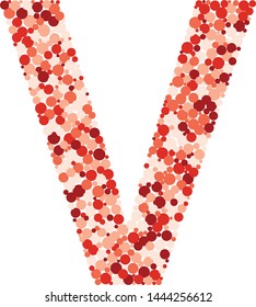 V letter color distributed circles dots illustration