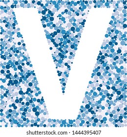 V letter color distributed circles dots illustration
