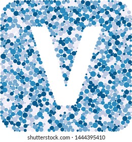 V letter color distributed circles dots illustration