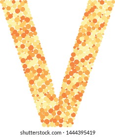 V letter color distributed circles dots illustration