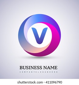 V letter colorful logo in the circle. Vector design template elements for your application or corporate identity.