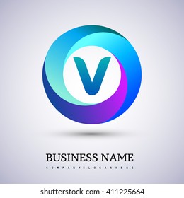 V letter colorful logo in the circle. Vector design template elements for your application or company identity.