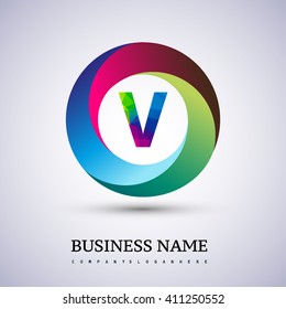 V letter colorful logo in the circle. Vector design template elements for your application or company identity.