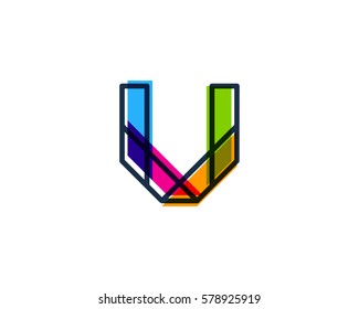 V Letter Colorful Overlay Shape Vector Logo Design Element