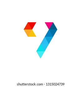 v letter colorful triangle logo vector icon