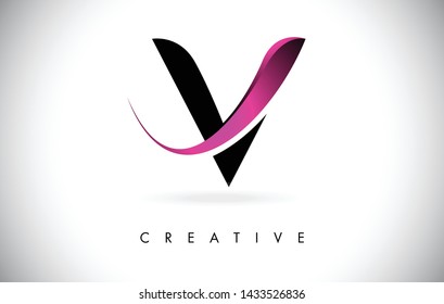 V Letter Design Logo. Letter V Icon Logo with Modern Swoosh vector Illustration.