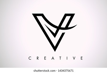 V Letter Design Logo. Letter V Icon Logo with Modern Swoosh vector Illustration.