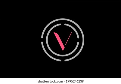 V Buchstaben Design mit rosafarbener Farbe und Kreise. Alphabet Logo Design. Branding-Symbol für Produkte und Unternehmen