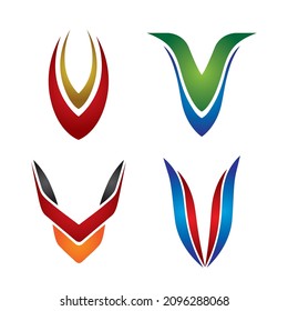 V letter designs with different colors