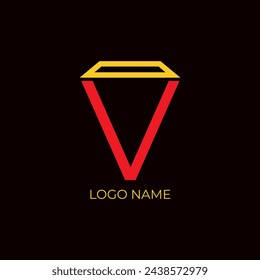 V letter diamond logo design vector
