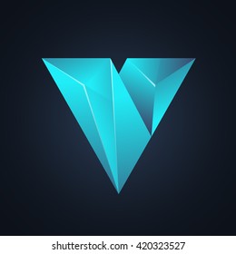 V letter diamond polygonal logo vector