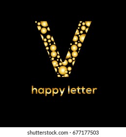 V letter dots vector logo. Luxury  golden brand identity