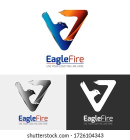 V Letter Eagle Abstract Logo
