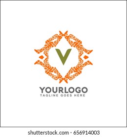 V letter emblem of the weaving circle. Monogram design for Royalty, business card, Boutique, Hotel, Heraldic, Web design, Jewelry. Vector illustration