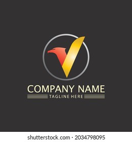 V Letter and Falkon Adagle Logo Schriftart Vorlage Vektorsymbol