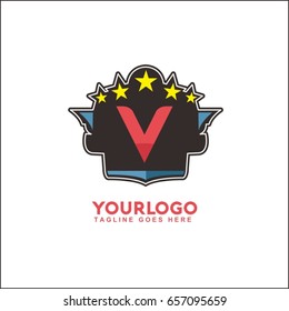 V Letter Fight boxing sport typography, t-shirt graphics, brand vector illustration.