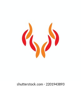 V Letter fire logo vector image