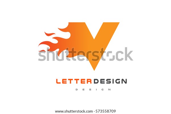 V Letter Flame Logo Design Fire Stock Vector Royalty Free