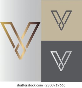 V letter gold logo idea. simple, luxury and clear design. V logo template 