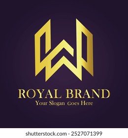 V Letter Gold Trademark luxury Logo.