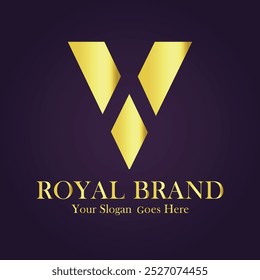 V Letter Gold Trademark luxury Logo