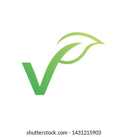 V Letter Green Leaf Logo Template Stock Vector (Royalty Free ...