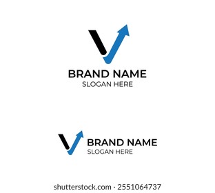 V letter com crescimento logotipo simples e mínimo 