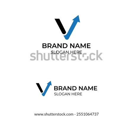 V letter with growth simple and minimal logo 