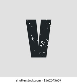 V letter grunge style. Vector eps10