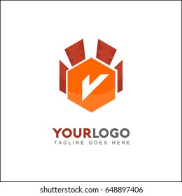 V letter hexagon logo. Abstract vector in modern style