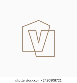 v Letter House Monogram Home mortgage architect architecture logo vector icon illustration