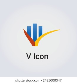 Diseño de íconos de letra V Diseño de logotipo aislado Marca Identidad Corporativa Varios Colores Editable Plantilla Vector Monograma Ilustración de emblema Branding sobre fondo degradado claro