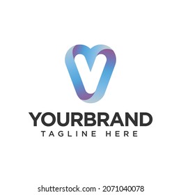 V letter icon gradient logo design and elegant concept
