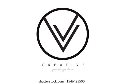 V Letter Icon Logo Design With Monogram Creative Look. Letter Circle Line Design Vector Illustration.