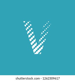 V letter icon with transformation effect on light blue background vector editable