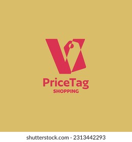 V letter icon vector price tag logo template design. Retail, shopping, e-commerce, online shop, web shop, business sign