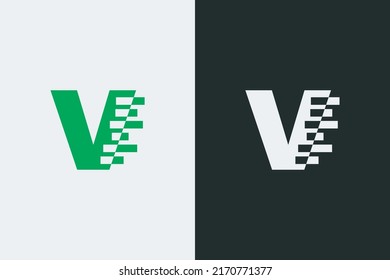 V letra forma de transformación icónica diseño del logotipo vectorial. Ilustración del logotipo de marca creativa. Diseño de vectores de texto abstracto de tipografía V. V Logo de la marca de la letra de estilo inicial.
