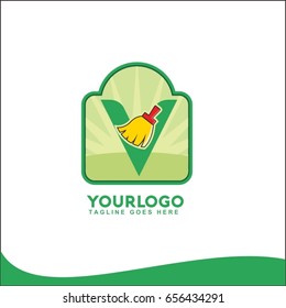 V letter illustration logo for a cleaning service. Vector brush for advertising, poster, web design, website