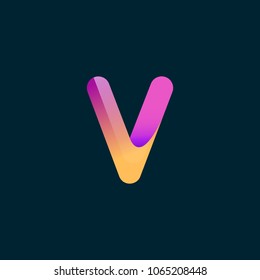 V Letter Initial Colorful typo logo vector icon illustration