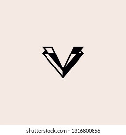V letter initial line logo vector icon