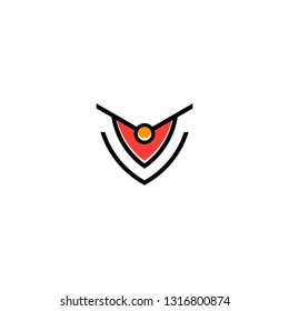 V letter initial line logo vector icon