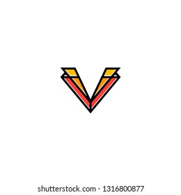 V letter initial line logo vector icon