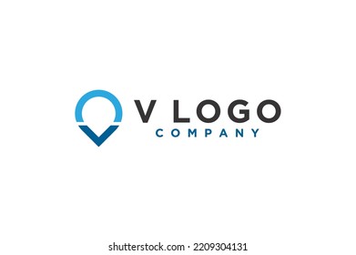 V letter initial logo design drip water line style modern simple minimalist business technology icon symbol