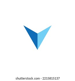 V letter initial logo in modern style with two tone blue color
