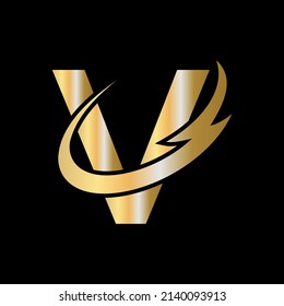 V Letter Initial Luxurious Logo Template. V Logo Golden Concept. V Letter Logo with Golden Luxury Color and Monogram Design