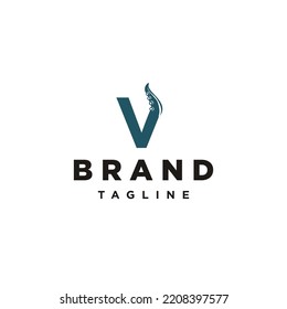V Letter initial octo octopus cracen logo icon vector Templat