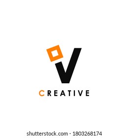 V letter initial with square shape logo template design for business identity