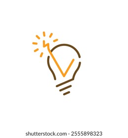 V Letter in Lamp Light Bulb and Electric Bolt, Ideation Creative Studio Logo Design Vector