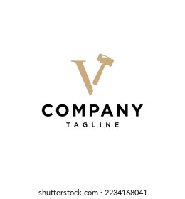 V Letter Law Auction Vector logo icon vector Template.eps